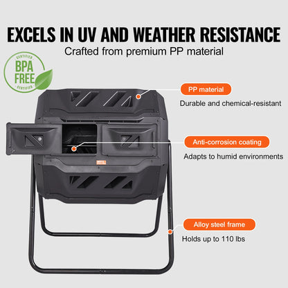 SucceBuy Dual Chamber Compost Bin for Efficient Garden Composting